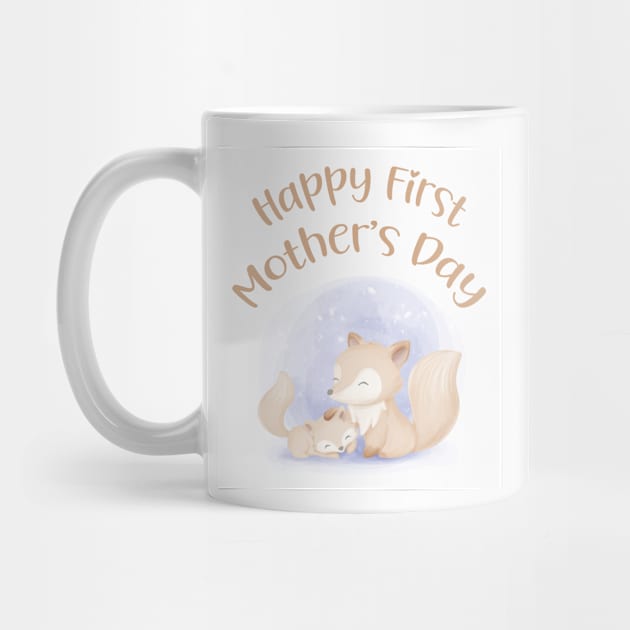 Mom and baby foxes - happy first Mother's Day, 1st Mother's Day by LollysLane